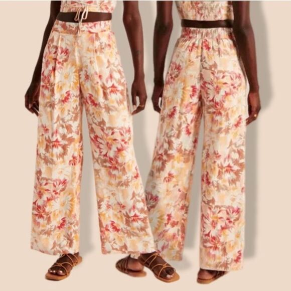 Abercrombie & Fitch Pants - Abercrombie & Fitch Wide Leg Linen Blend Floral Pants Size XS